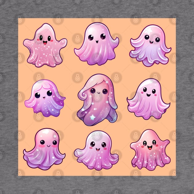 Cute pink ghosts pattern halloween by Andrew World